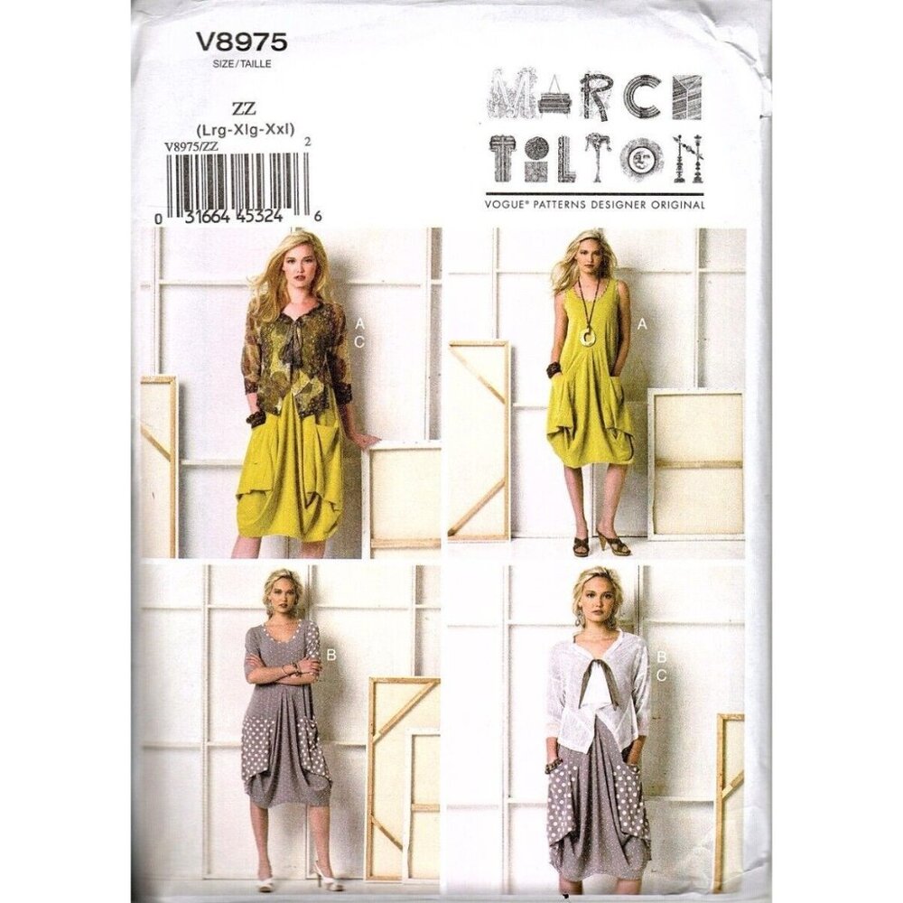 Vogue V8975 Misses L to XXL Marcy Tilton Dress and Jacket Uncut Sewing Pattern